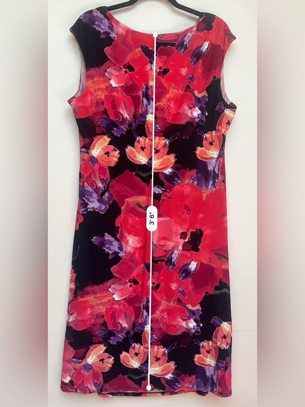 Lauren Ralph Lauren Floral Sheath Dress Pink Purple Black Cowl Neck Size 16W - Picture 10 of 11